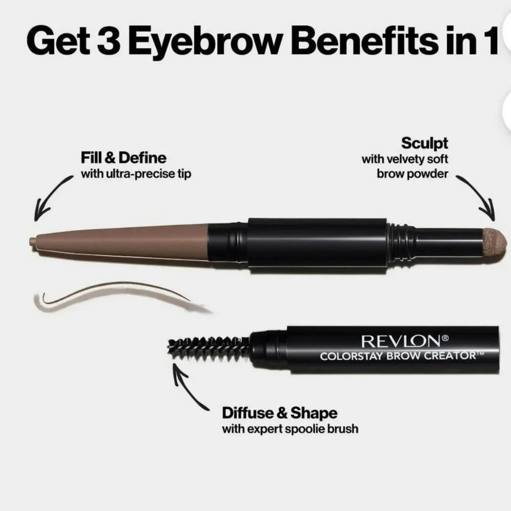 Revlon Eyebrow Gel & Pencil ColorStay Fantasy 2-in-1, Longwearing Dark Brown 106
